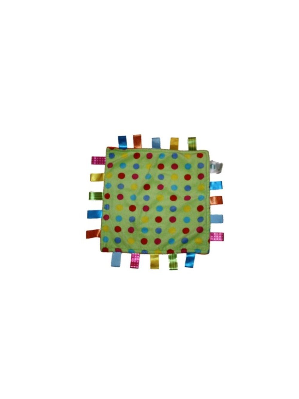 Baby Boy Girl Mini Taggies Green Polka Dot Orange 11.5" x 11.5" Security Blanket